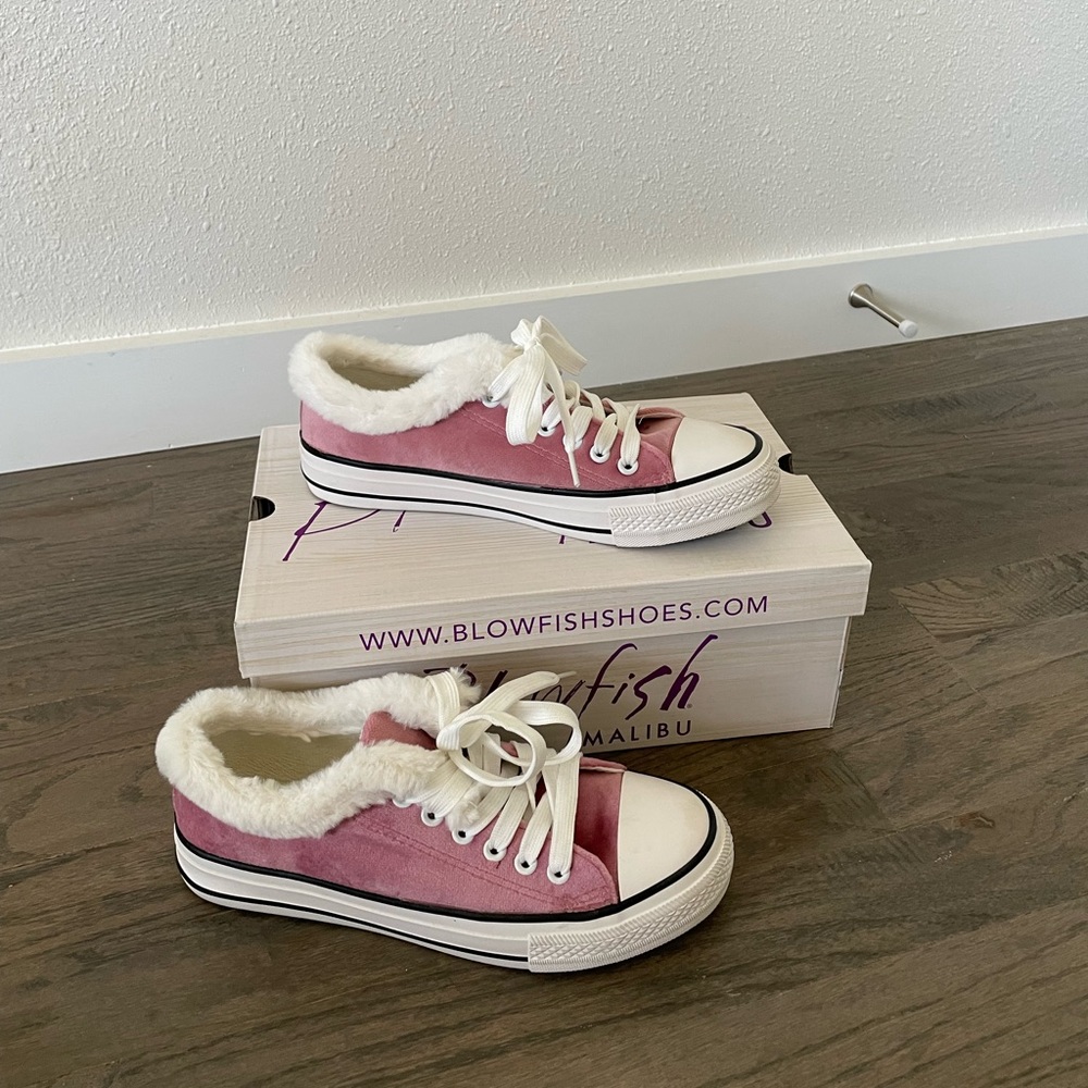 P.J. Salvage Pink Velvet Furry Converse Sneakers